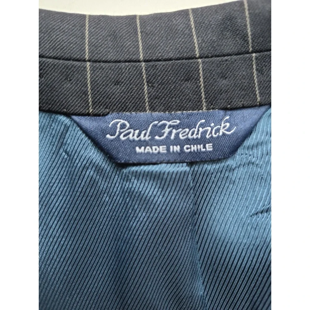 Paul Fredrick Mens Navy Pinstripe Wool Sports Coat 42R 2 Button Blazer USA